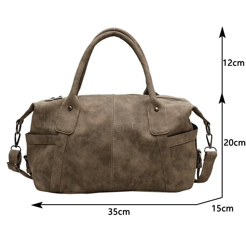 Sac bandoulière aspect cuir rétro kaki – schéma des dimensions