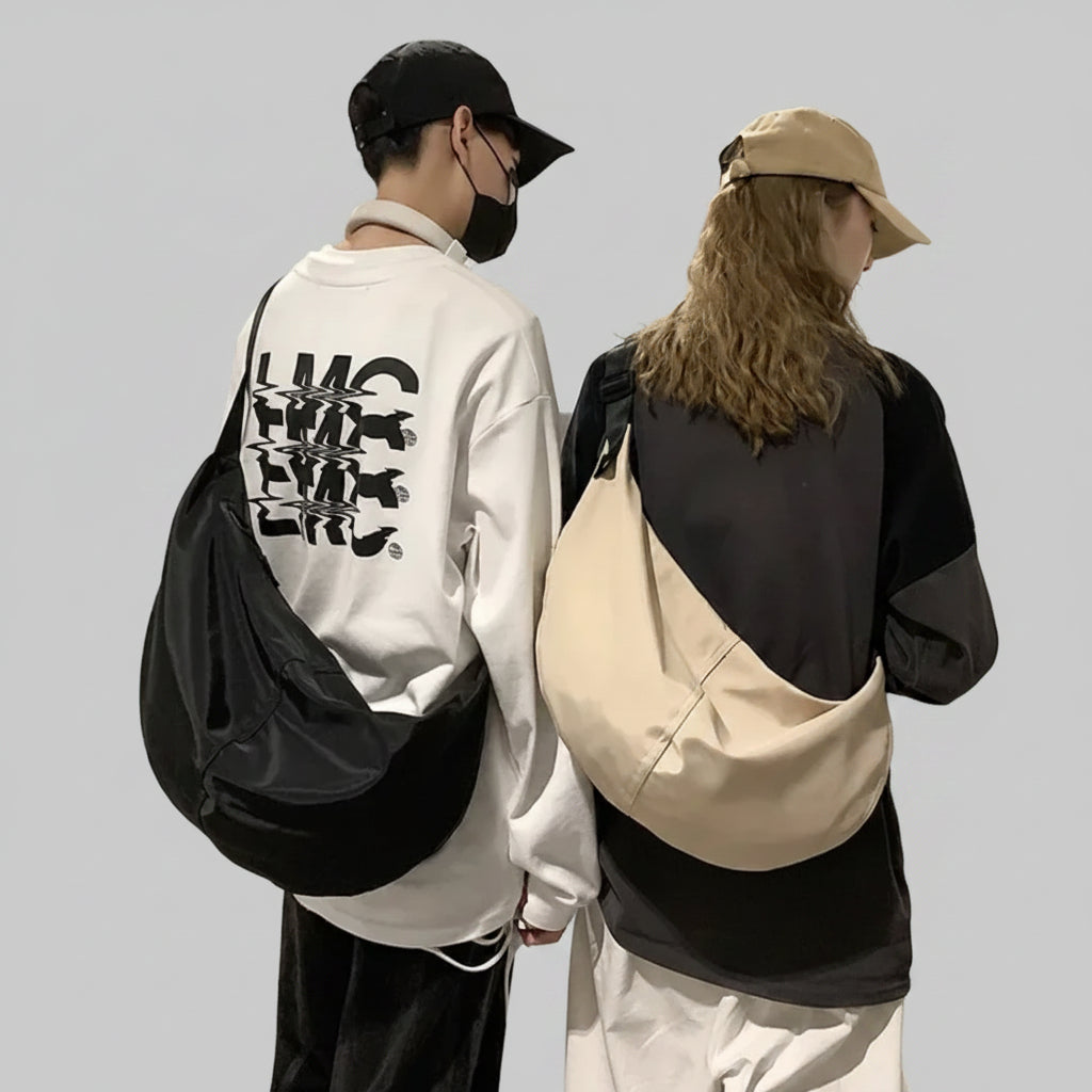 Sacoche bandoulière homme en nylon 55 x 30 x 6 cm, grand format plat