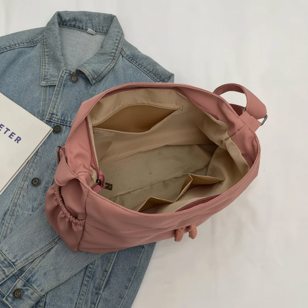 Sac hobo femme en toile, trois poches dont une pour le téléphone