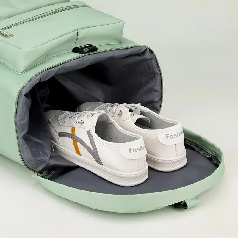 Sac à dos de voyage en toile Oxford, baskets rangées dans le compartiment du bas