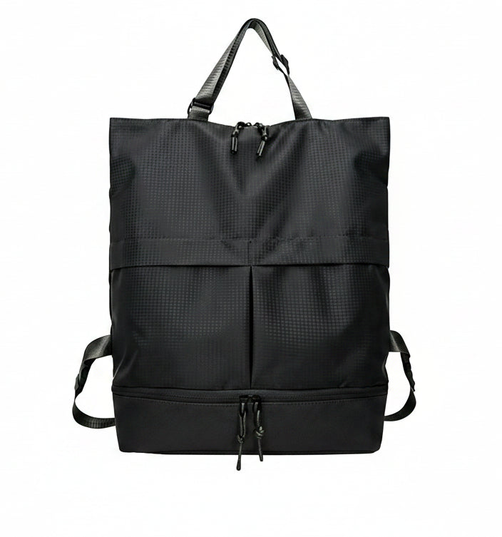 Sac à dos de voyage en nylon 20 à 35 litres poche zippée, coloris noir