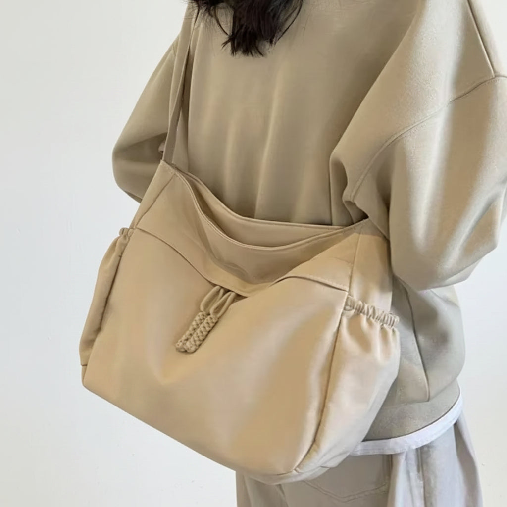 Sac à bandoulière hobo femme en toile 38 cm, doublure polyester