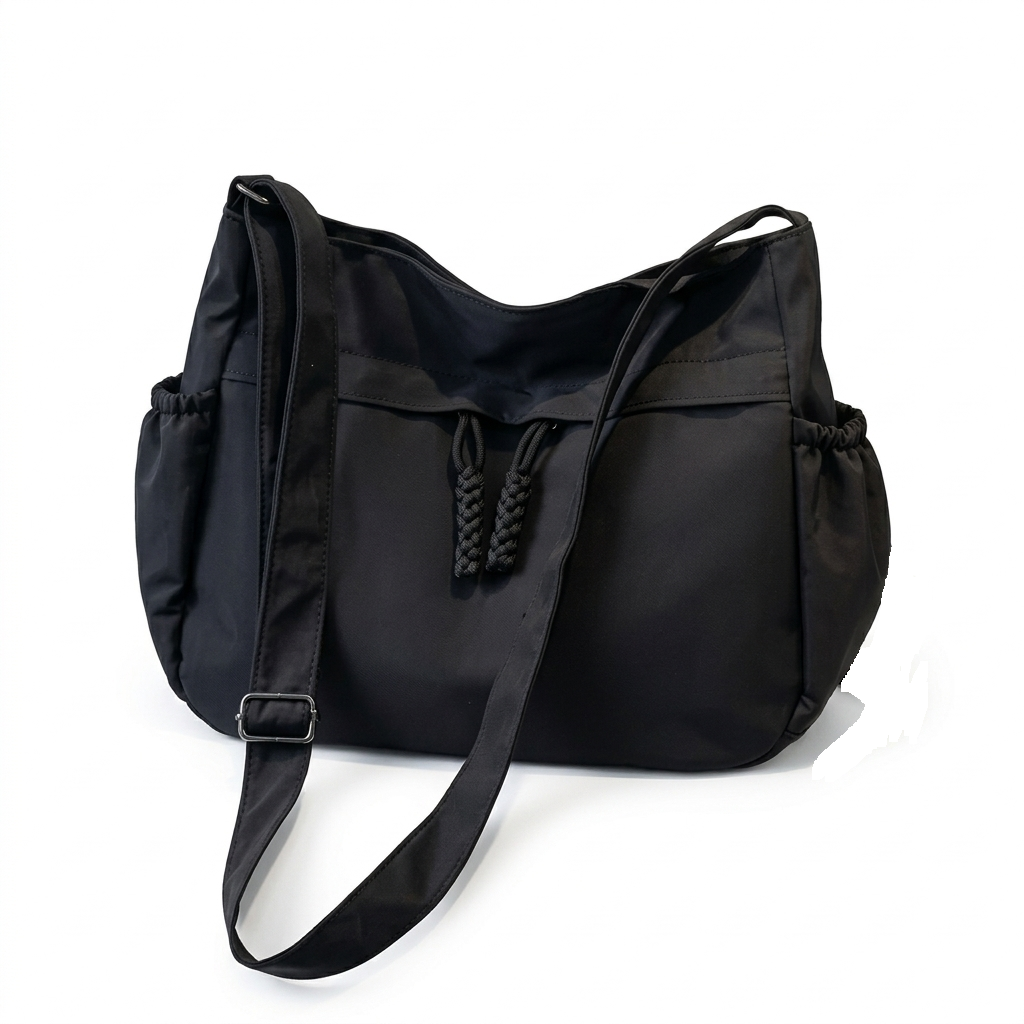 Sac à bandoulière hobo femme en toile 38 cm format cabine 40x30x20, coloris noir