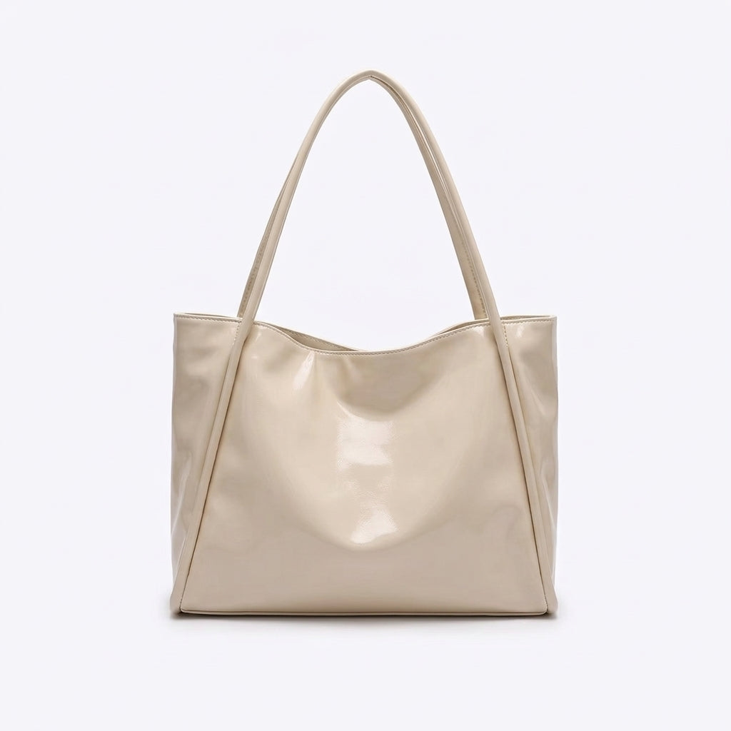 Sac cabas texturé beige – vue de face