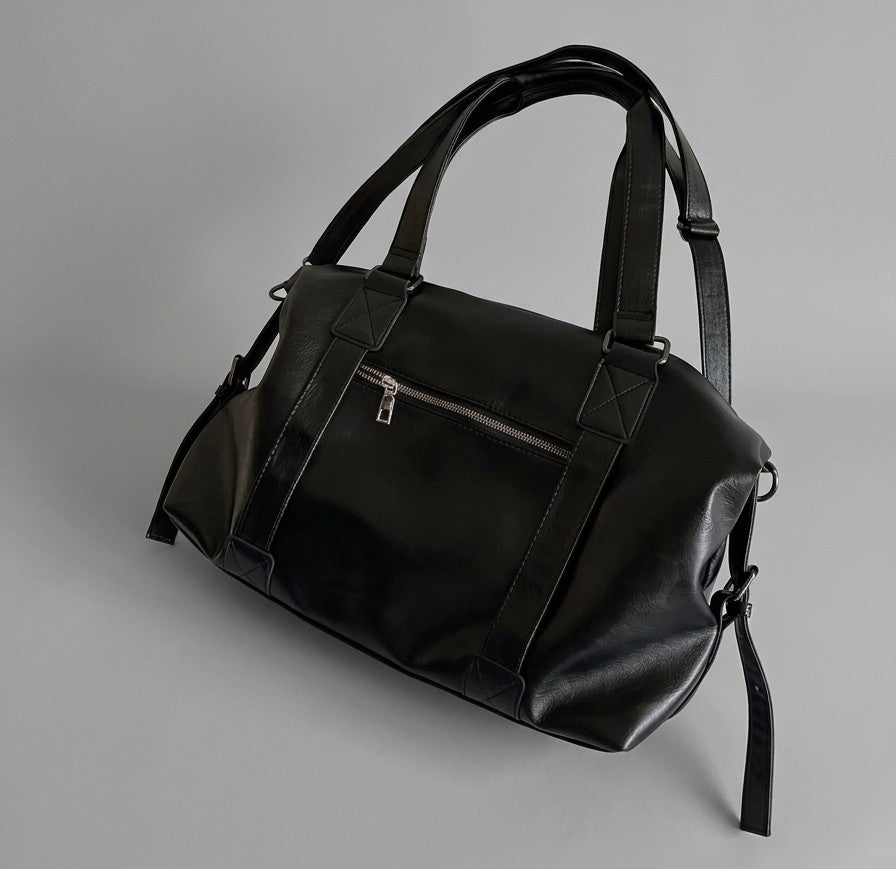 Sac fourre-tout aspect cuir noir – vue de l'autre face