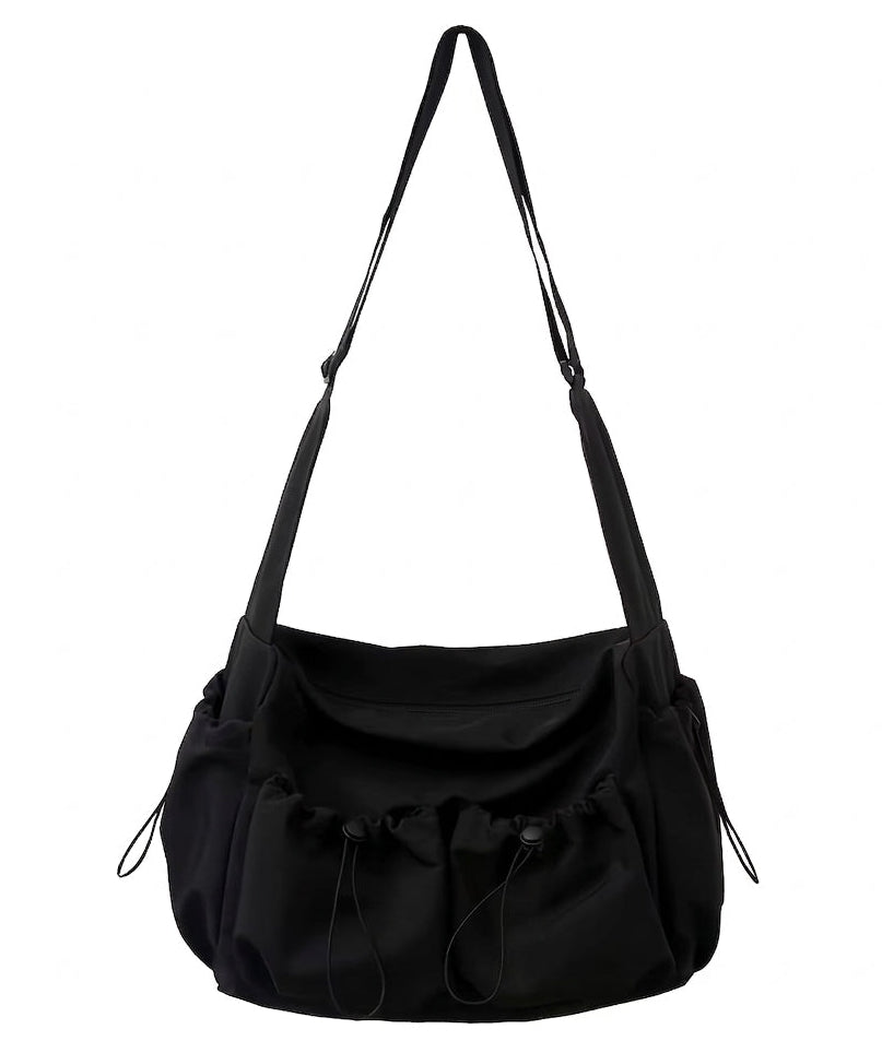Sac bandoulière cabine 40x30x20 en nylon noir, compartiment ordinateur