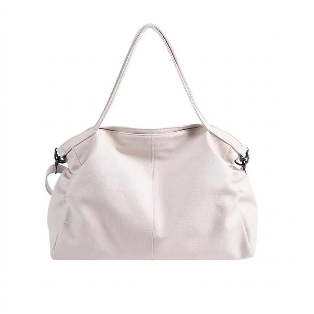 Grand sac hobo aspect cuir souple blanc, format large – vue de face