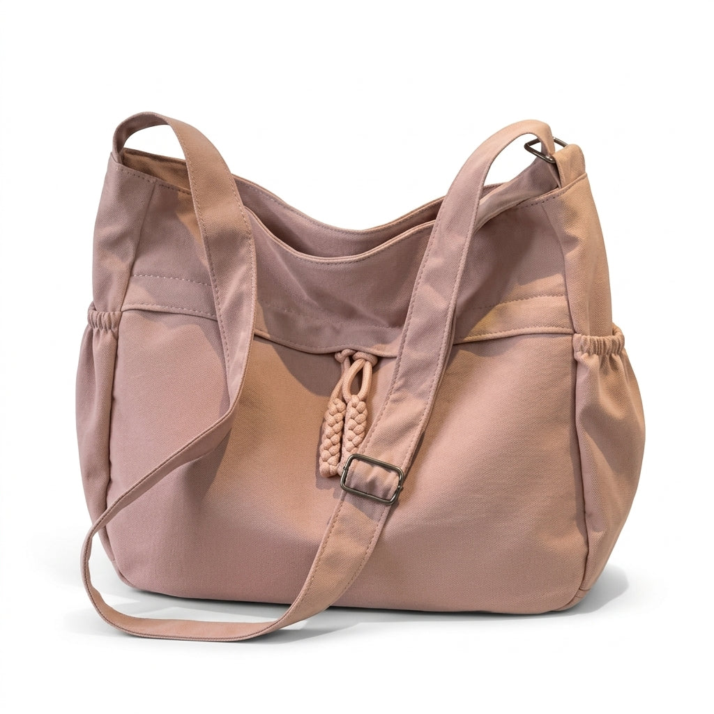 Sac à bandoulière hobo femme en toile 38 cm format cabine 40x30x20, coloris rose