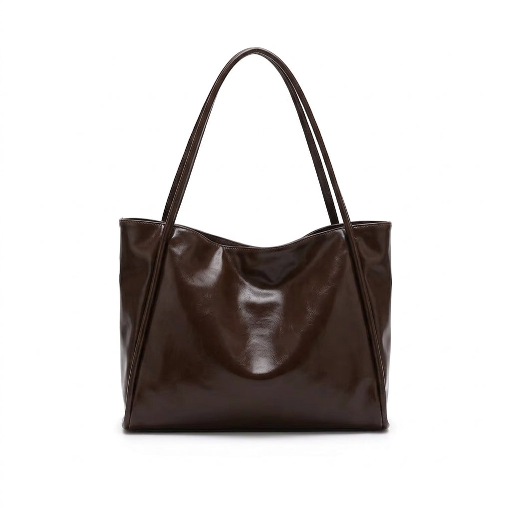Sac cabas texturé femme café, format A4 pour ordinateur 14 pouces – vue de face