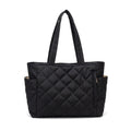 Cabas matelassé à losanges femme 40 cm, coloris noir, vue de face