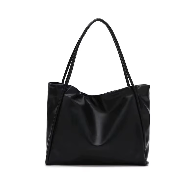 Sac cabas texturé noir – vue de face