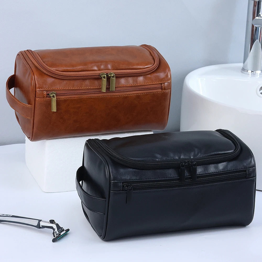 Trousse de toilette homme vintage aspect cuir – à suspendre - vue 6