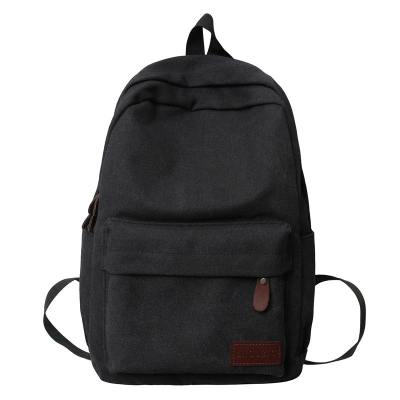 Sac à dos toile canvas noir vu de face
