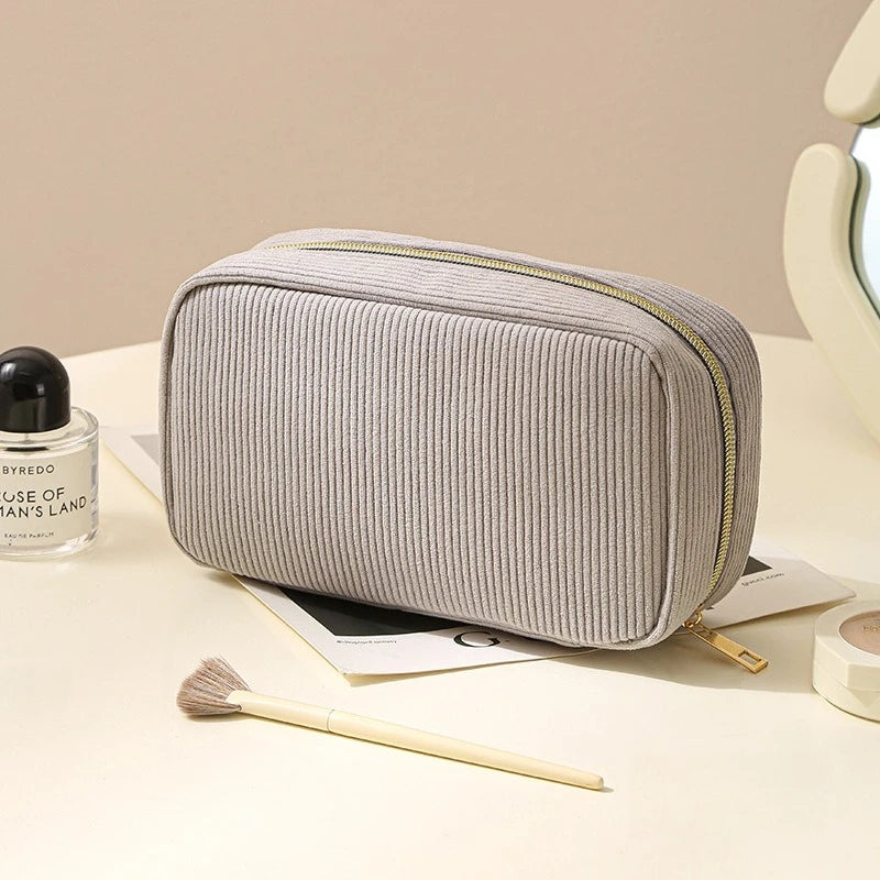 Trousse de maquillage velours côtelé – grande capacité - vue 10