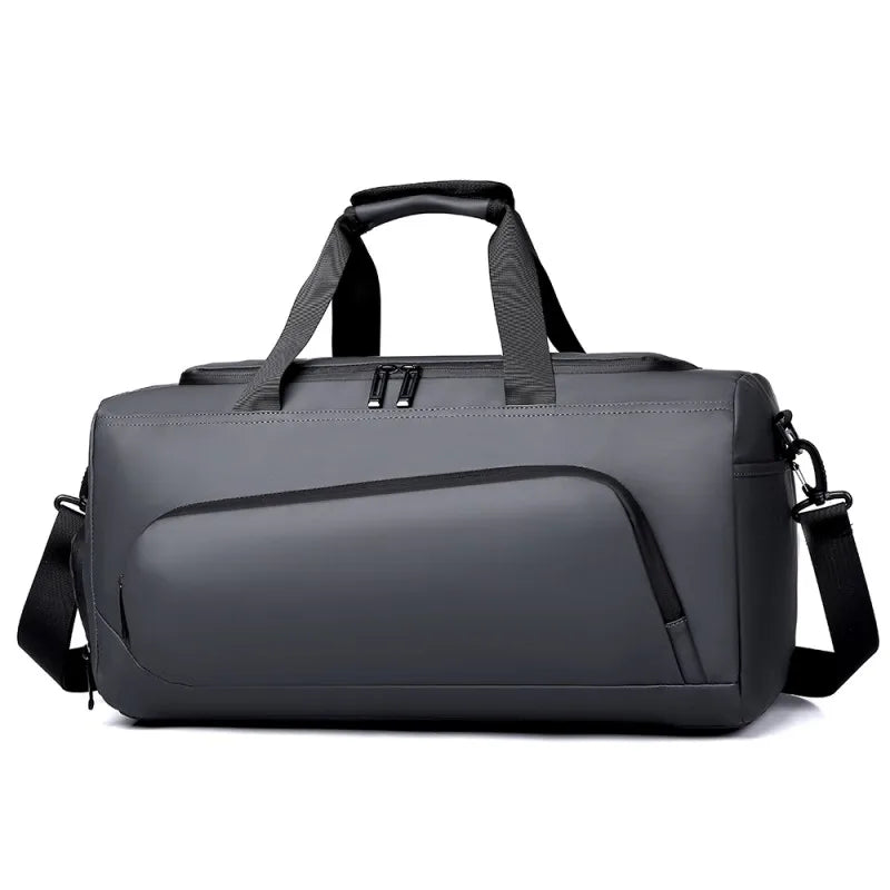 Sac de sport aspect cuir 50 cm, coloris gris