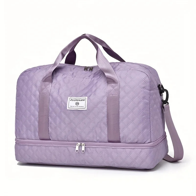 Grand sac week-end matelassé, coloris violet