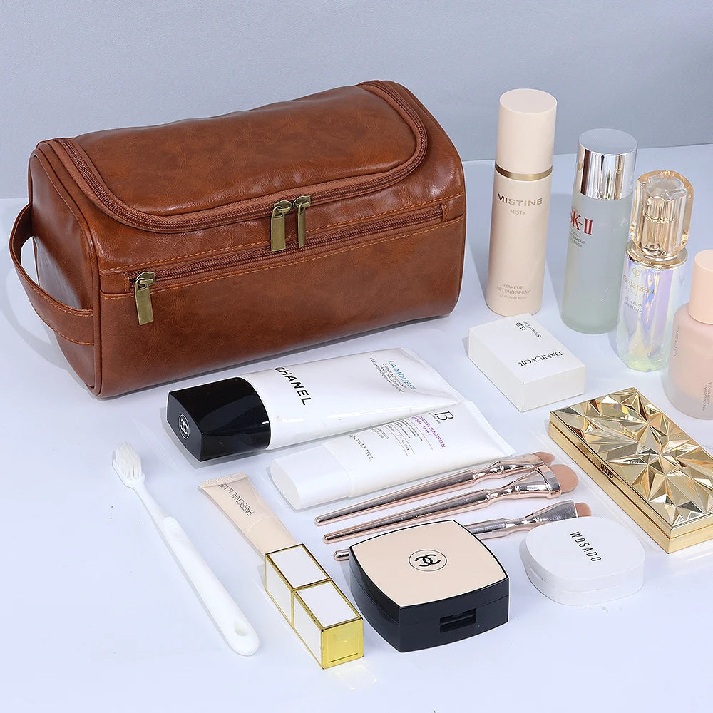 Trousse de toilette homme vintage aspect cuir – à suspendre - vue 4