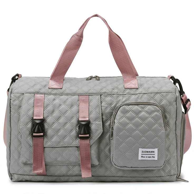 Sac de voyage en nylon léger, coloris gris et rose