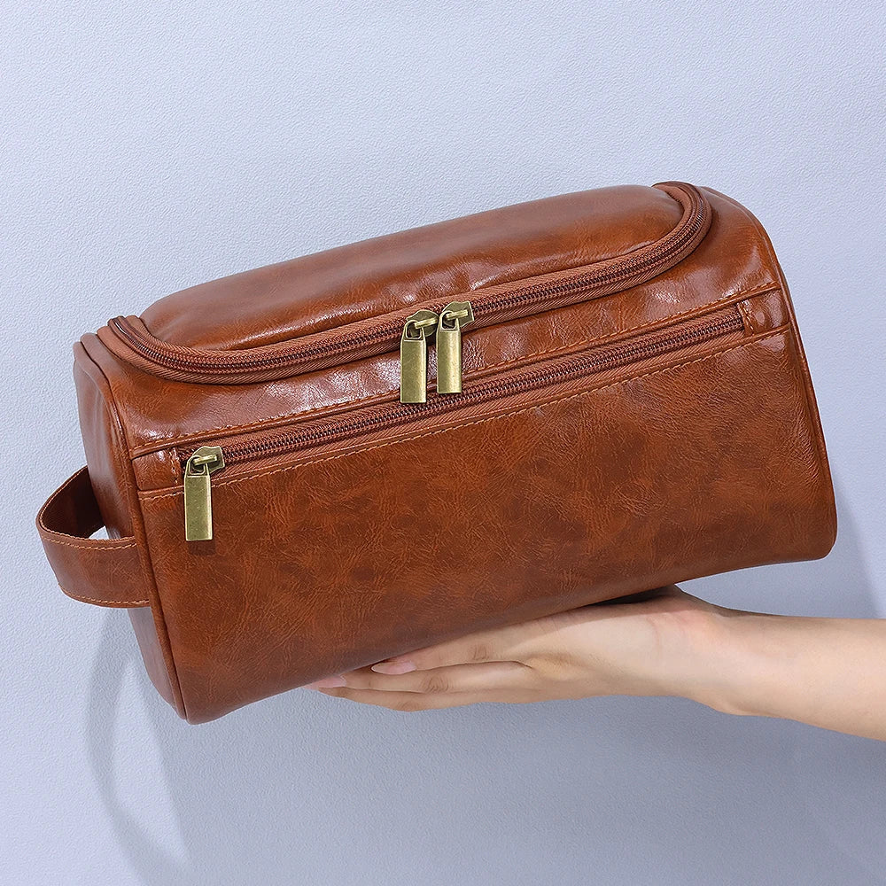Trousse de toilette homme vintage aspect cuir – à suspendre - vue 5