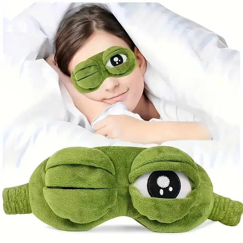 Masque de sommeil grenouille 3D – coton et peluche - vue 2
