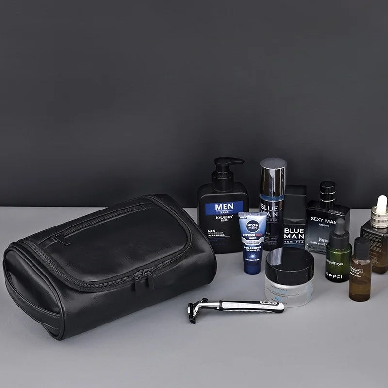Trousse de toilette homme aspect cuir – multi-poches - vue 4