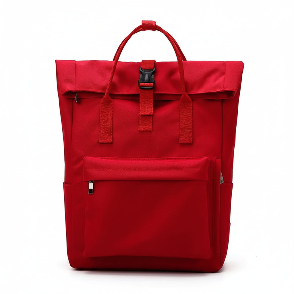 Grand sac à dos étudiant rouge vu de face