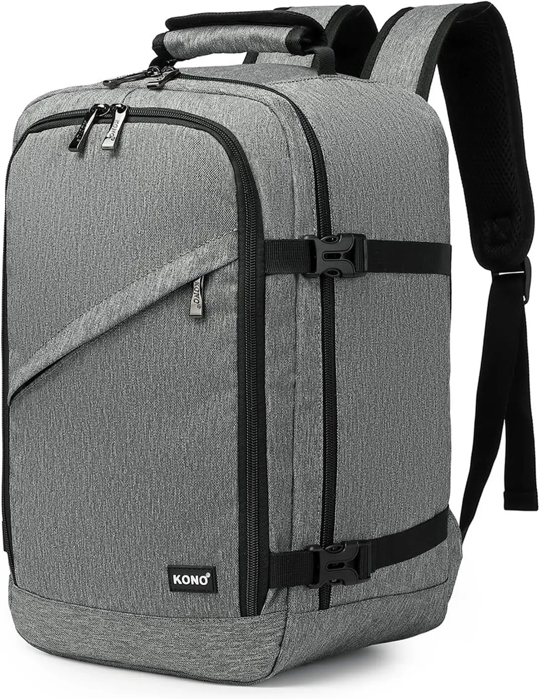 Sac à dos cabine ultraléger gris, vue de trois quarts