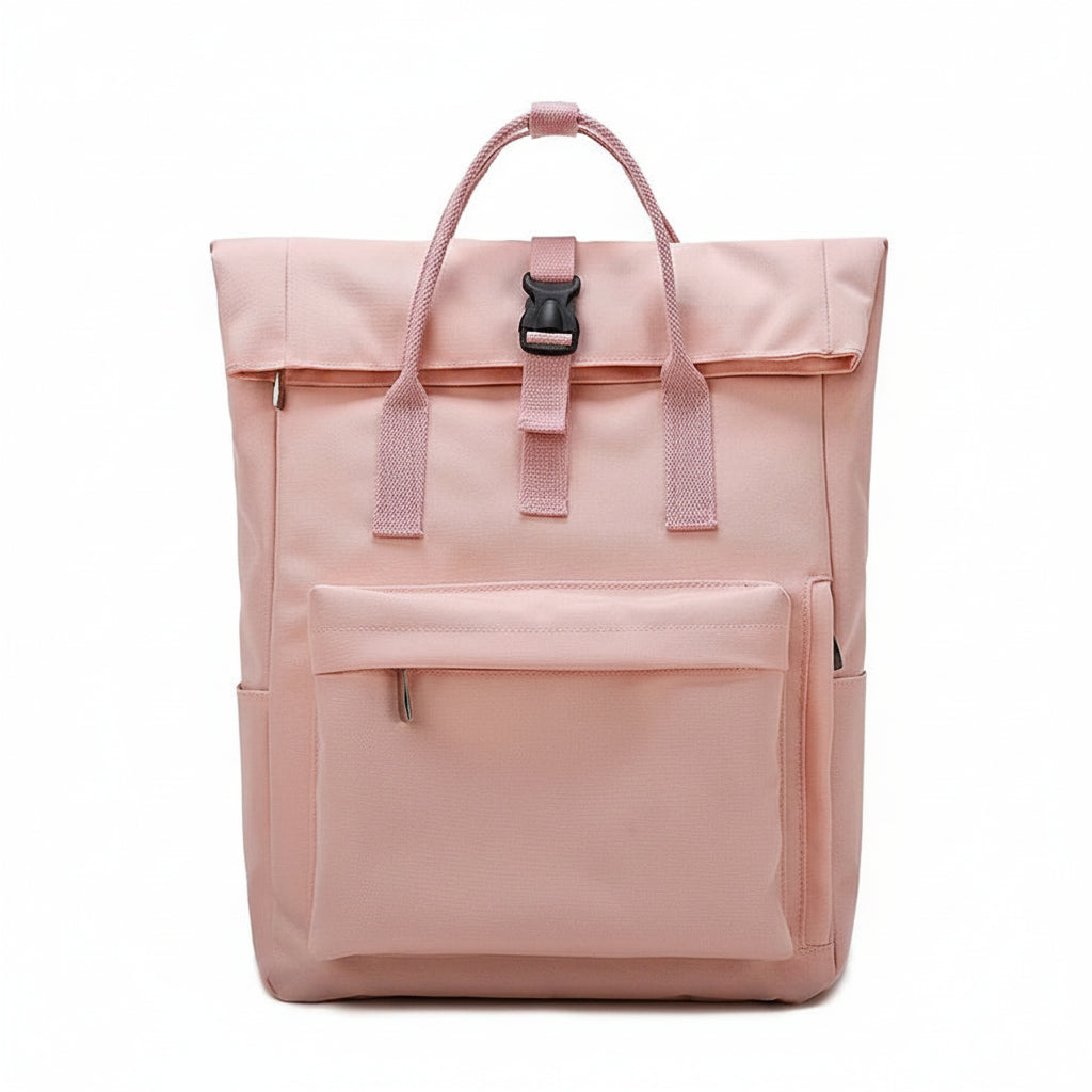 Grand sac à dos étudiant rose vu de face