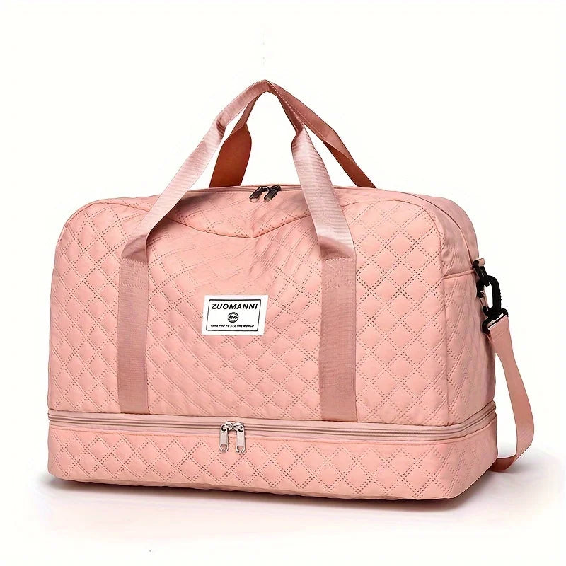 Grand sac week-end matelassé, coloris rose