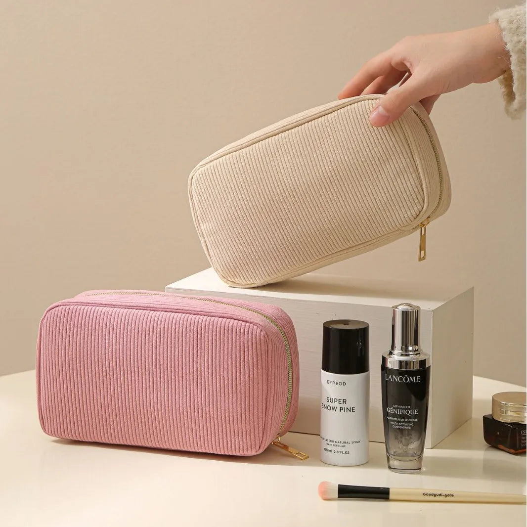 Trousse de maquillage velours côtelé – grande capacité - vue 2