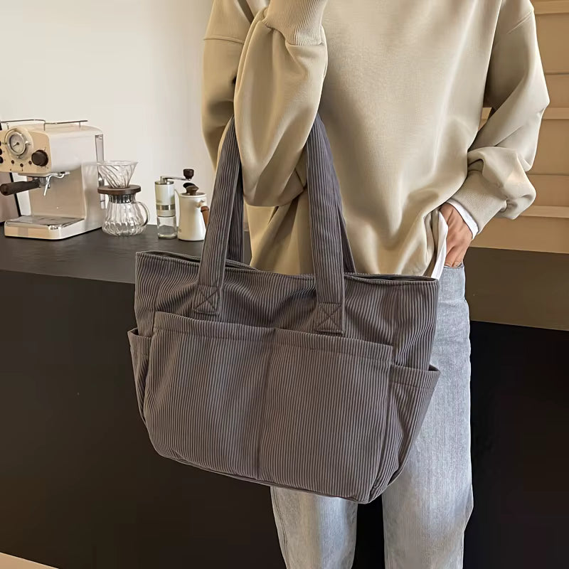 Sac fourre-tout en velours côtelé femme 42 x 11 x 29 cm, format cabine easyJet 45x36x20