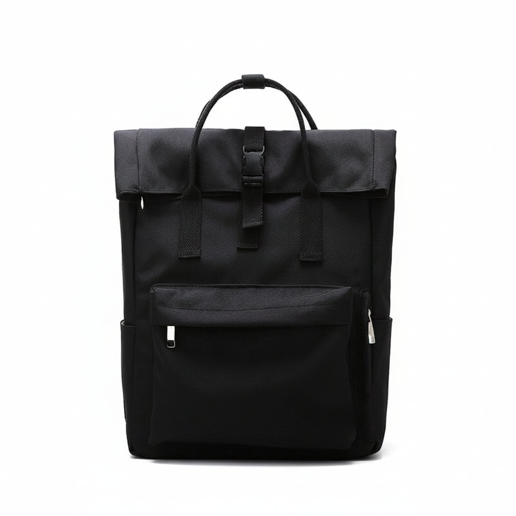 Grand sac à dos étudiant noir vu de face
