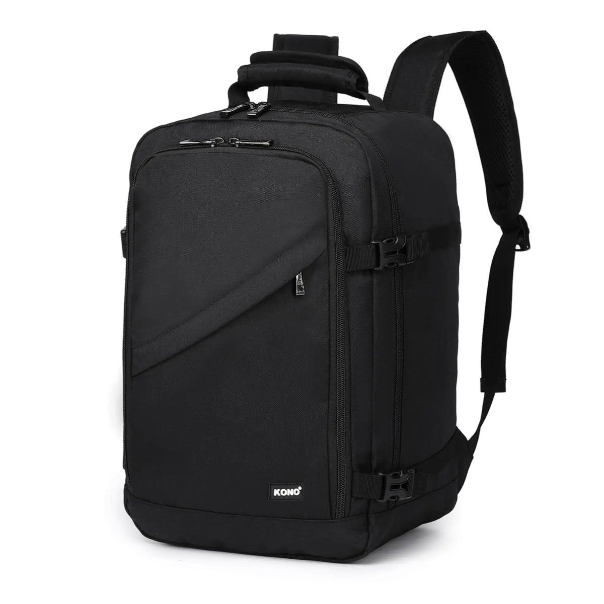 Sac à dos cabine ultraléger noir, vue de trois quarts