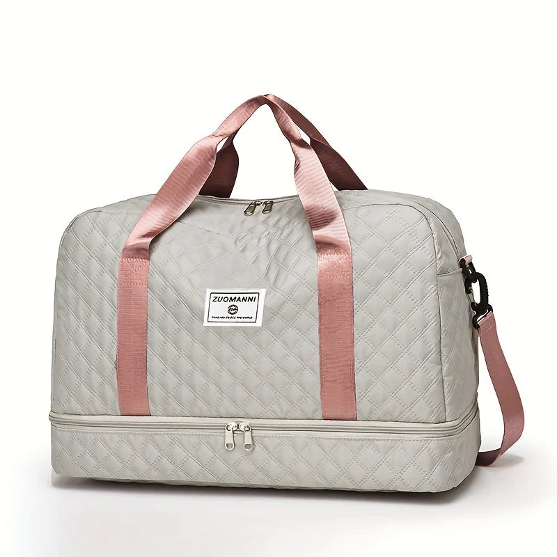 Grand sac week-end matelassé 49 cm, coloris gris