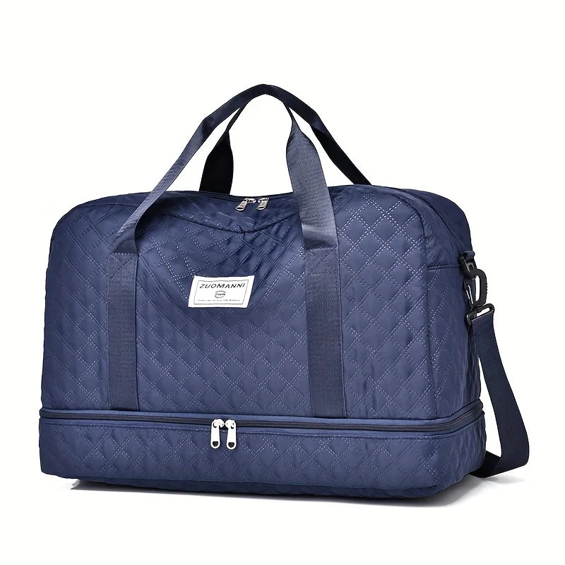 Grand sac week-end matelassé, coloris bleu marine