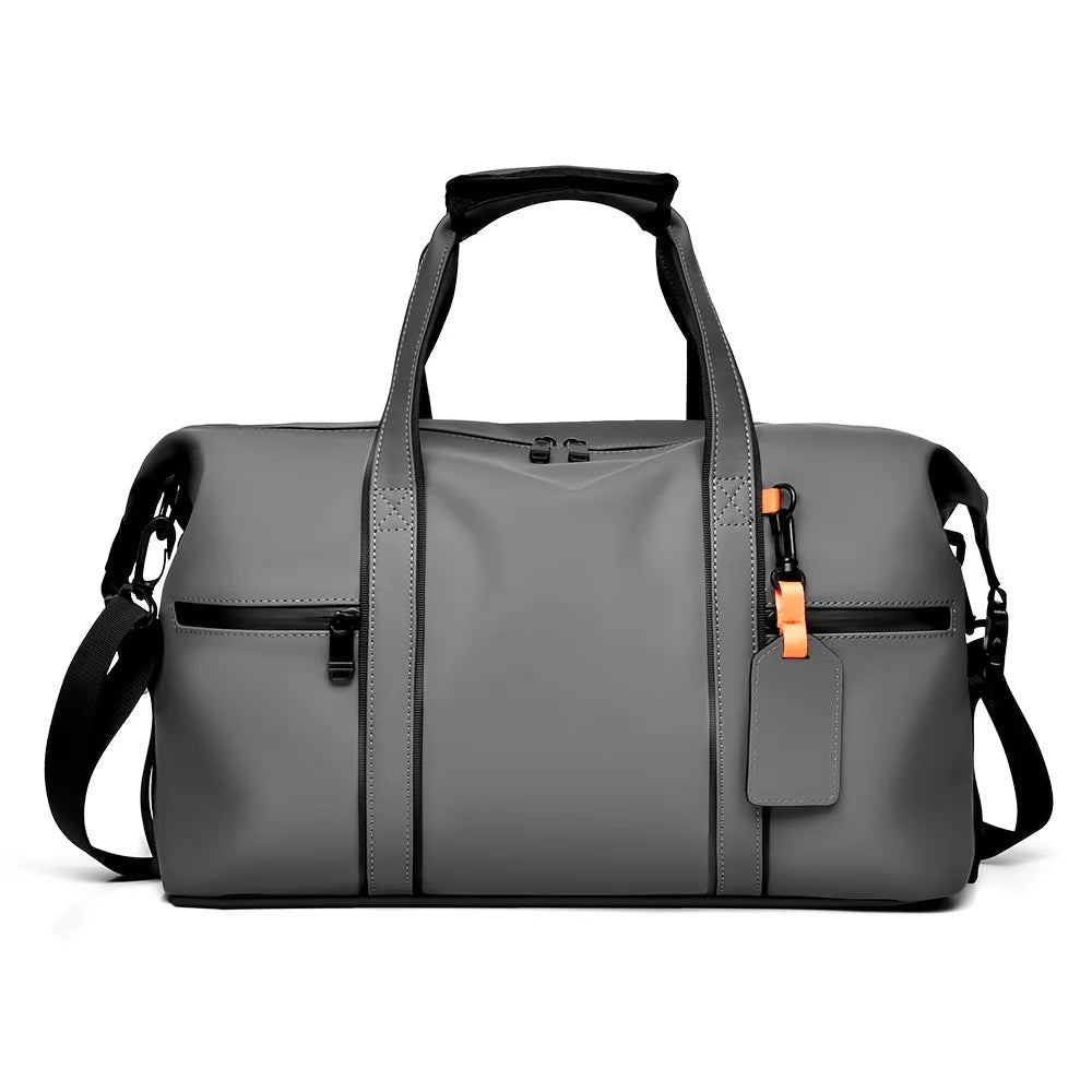 Sac week-end aspect cuir 46 cm, coloris gris