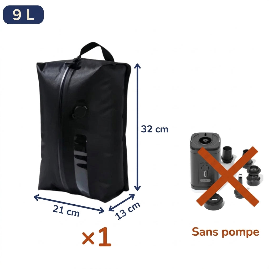 Sac de compression 9 L, 32 x 21 x 13 cm, vendu sans pompe