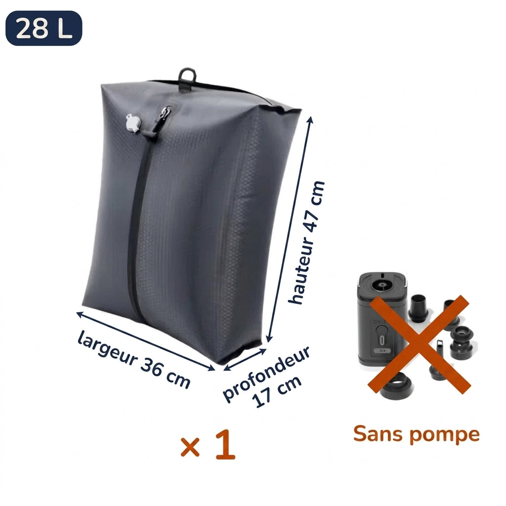 Sac de compression 28 L, 47 x 36 x 17 cm, vendu sans pompe
