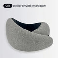 Oreiller de voyage cervical enveloppant coloris gris chiné, vue d'ensemble sur fond clair