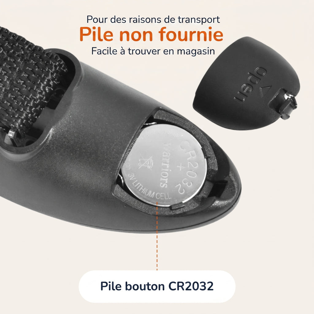 Logement de la pile du pèse-bagage compact 40 kg : pile bouton CR2032, non fournie