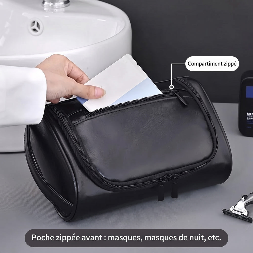 Poche zippée avant de la trousse de toilette, pour ranger masques et masques de nuit