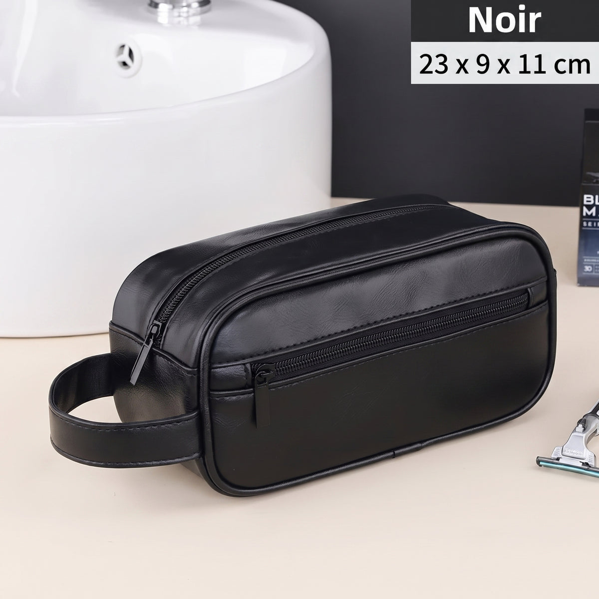 Trousse de toilette humide-sec aspect cuir – format compact - vue 10