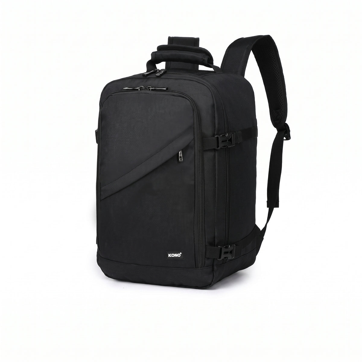 Sac à dos cabine ultraléger 40 x 20 x 25 noir, format Ryanair 40 x 30 x 20 – vue de trois quarts