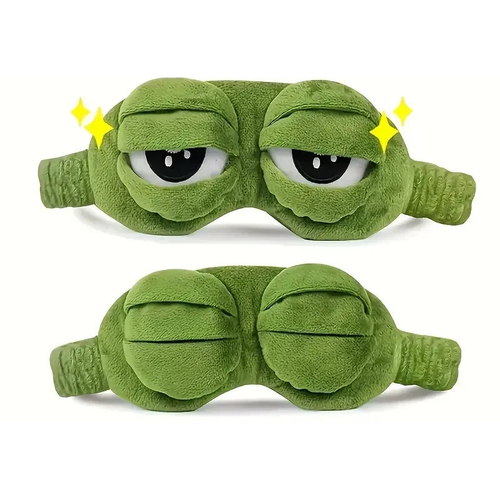 Masque de sommeil grenouille 3D – coton et peluche - vue 4