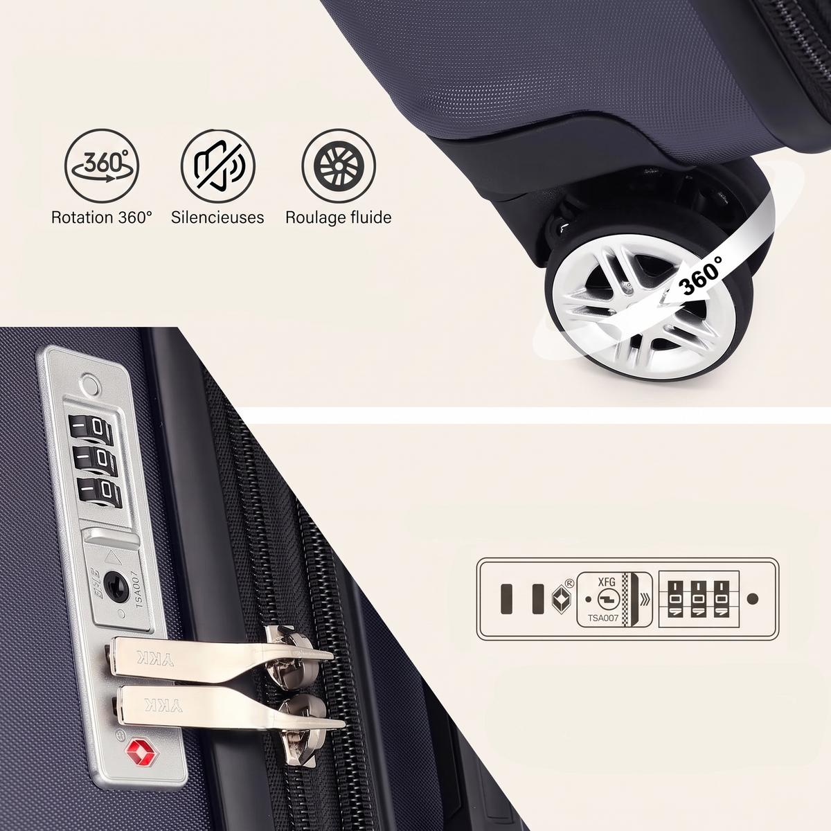 Grande valise 75 cm extensible +15 % – serrure TSA