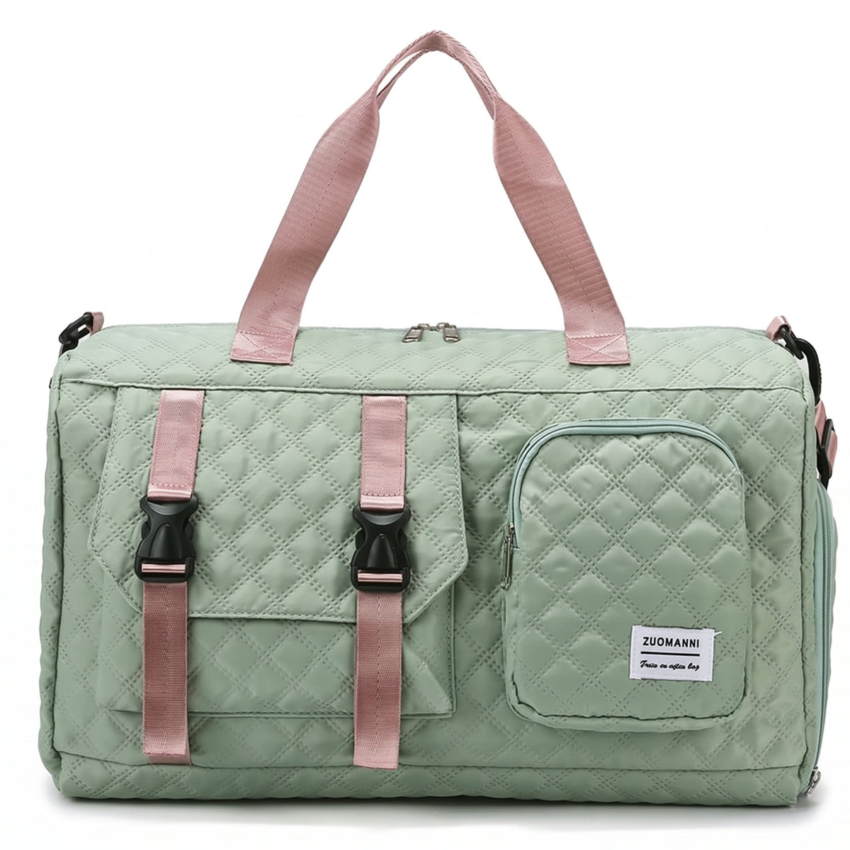 Sac de voyage en nylon léger, coloris vert et rose