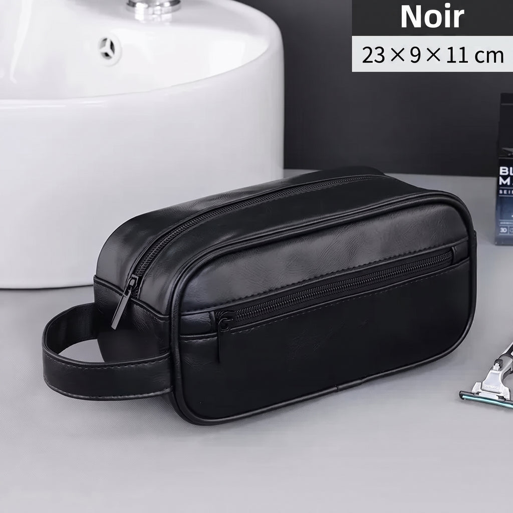 Trousse de toilette homme aspect cuir – coloris Noir